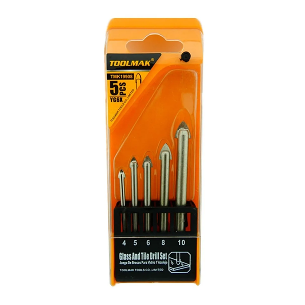 SET BROCAS PUNTA FLECHA CERÁMICA VIDRIO 5 PIEZAS TOOLMAK TMK19908 - 1