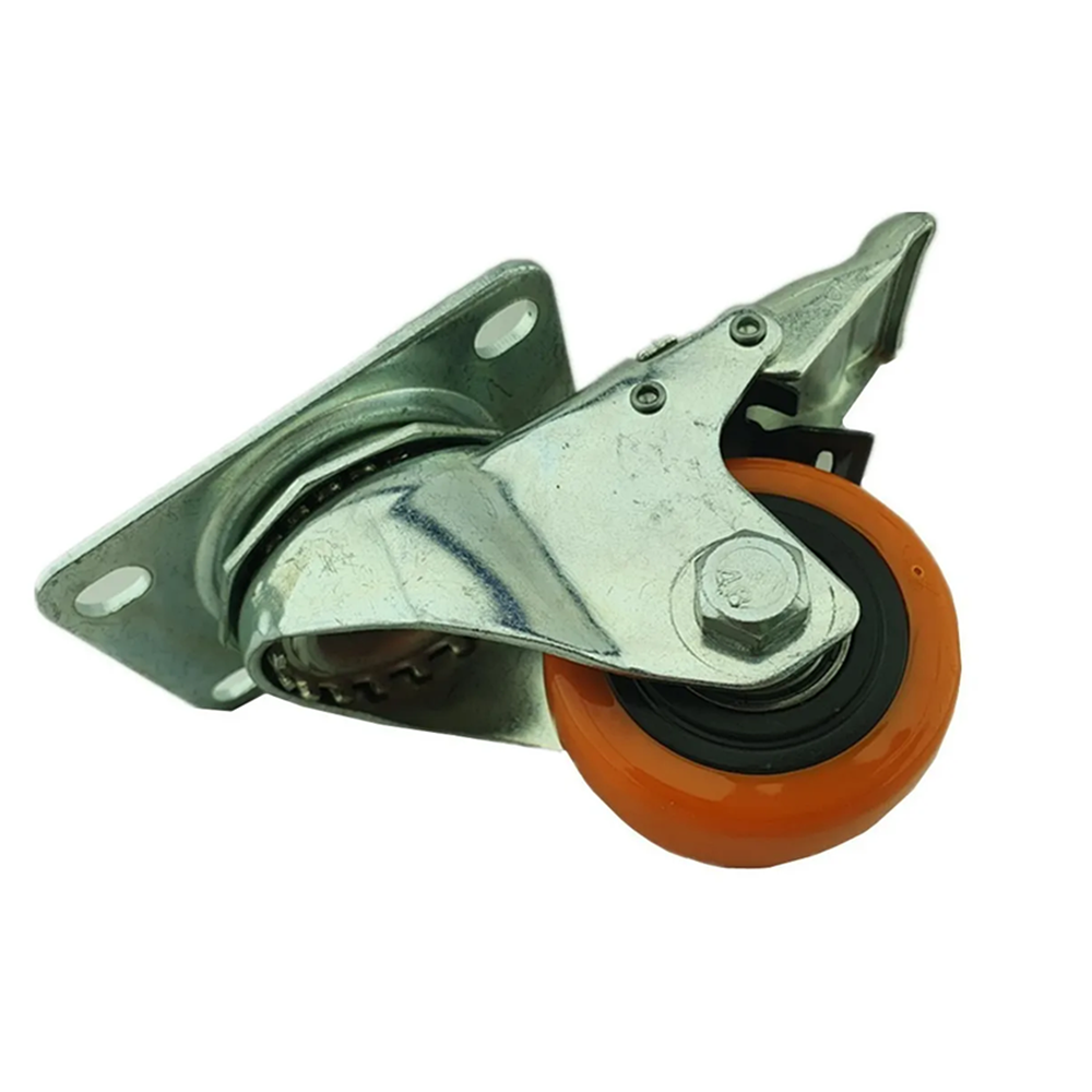 RUEDA NARANJA CON FRENO GIRATORIA 2.5 PULGADAS - 1