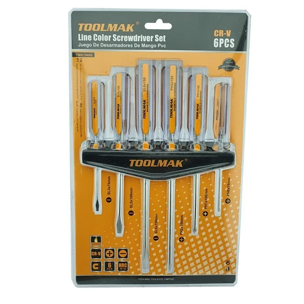 SET KIT JUEGO DE DESTORNILLADORES 6 PIEZAS TOOLMAK TMK19408 - 1