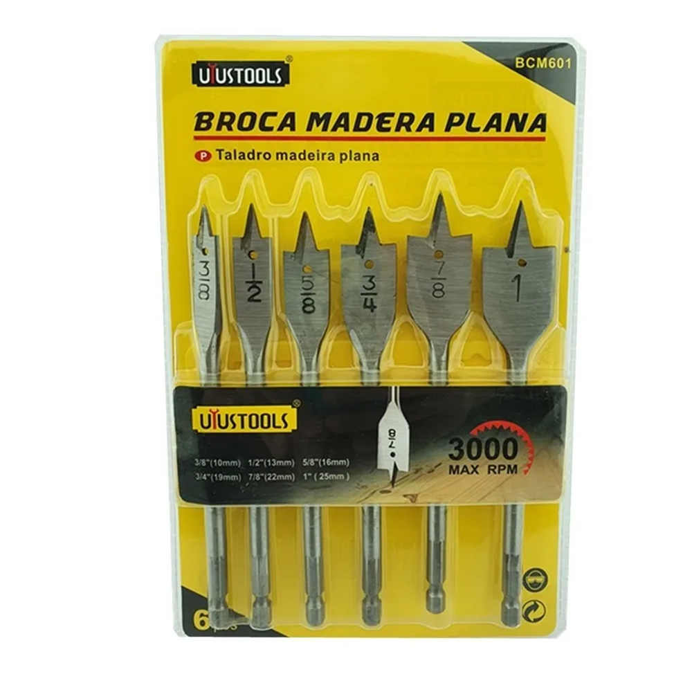 JUEGO UYUSTOOLS BCM601 SET DE MECHA DE MADERA PARA TALADRO 6 PIEZA - 1