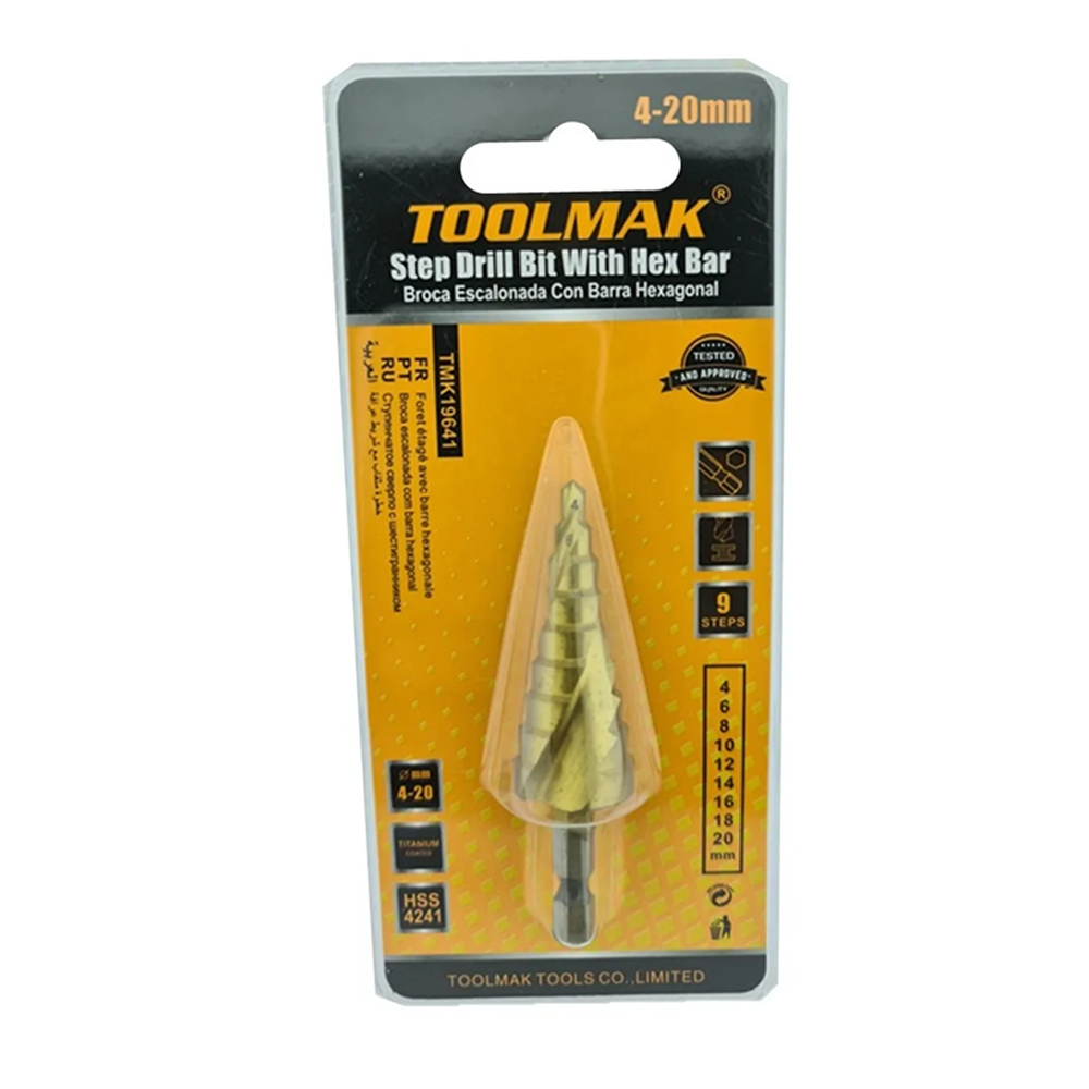 BROCA TOOLMAK TMK19641 PINO ESCALONADA CON BARRA HEXAGONAL 4 20 MM - 1