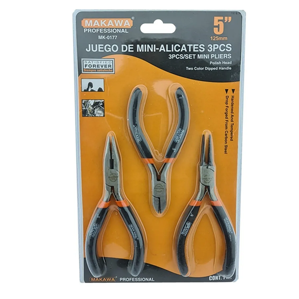 SET KIT JUEGO DE MINI ALICATES 5 PULGADAS 3 PIEZAS MAKAWA MK-0177 - 1