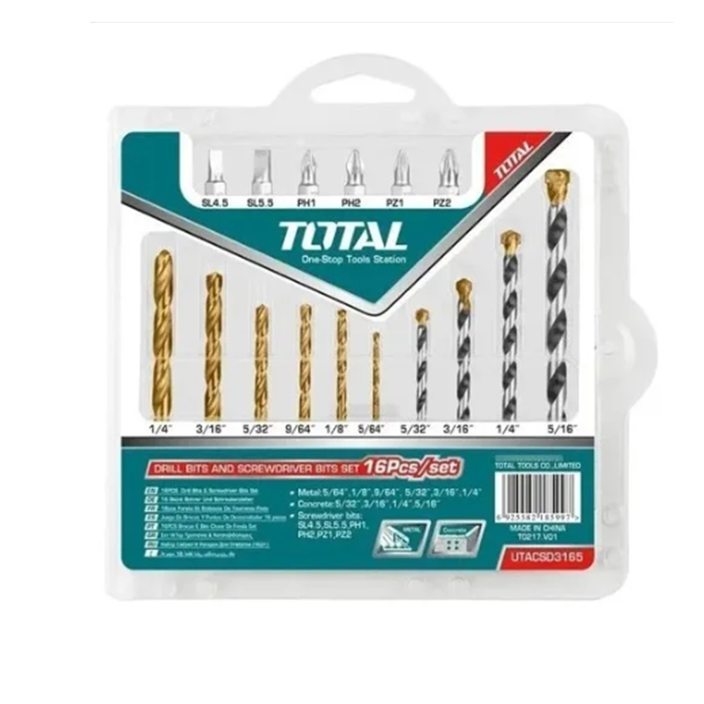 SET PUNTAS TOTAL TACSD3165 MECHAS METAL CONCRETO 16 PIEZAS - 1