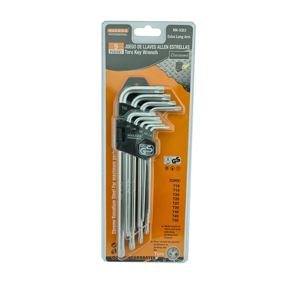 SET HERRAMIENTAS MAKAWA LLAVES MK0353 9 PIEZAS ALLEN PUNTA ESTRELLA - 1