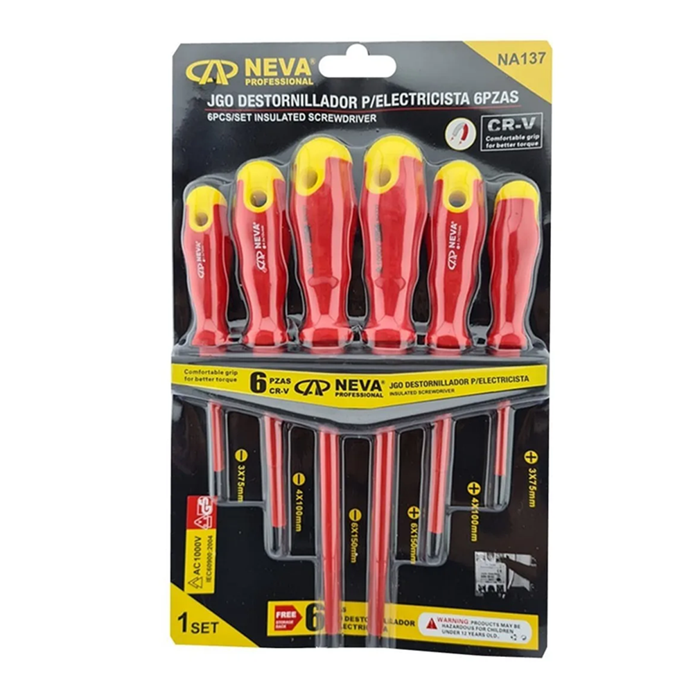 SET KIT JUEGO DE DESTORNILLADORES ELECTRICOS 6 PIEZAS NEVA NA137 - 1