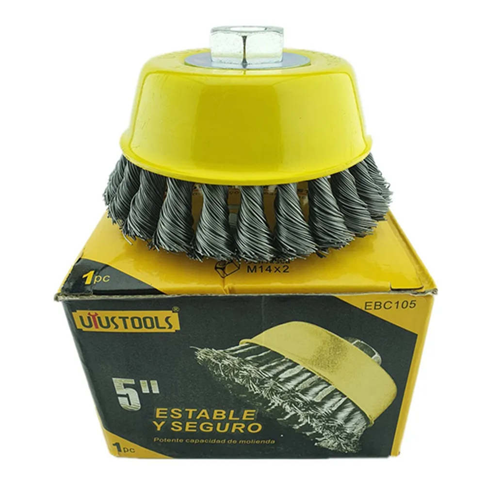 ESCOBILLA DE COPA TRENZADA TORCIDA 125MM ESMERIL UYUSTOOLS EBC105 - 1