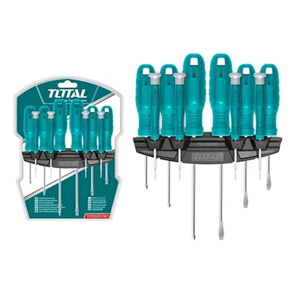 KIT SET JUEGO DESATORNILLADORES 10 PIEZAS TOTAL THTDC251001 - 1