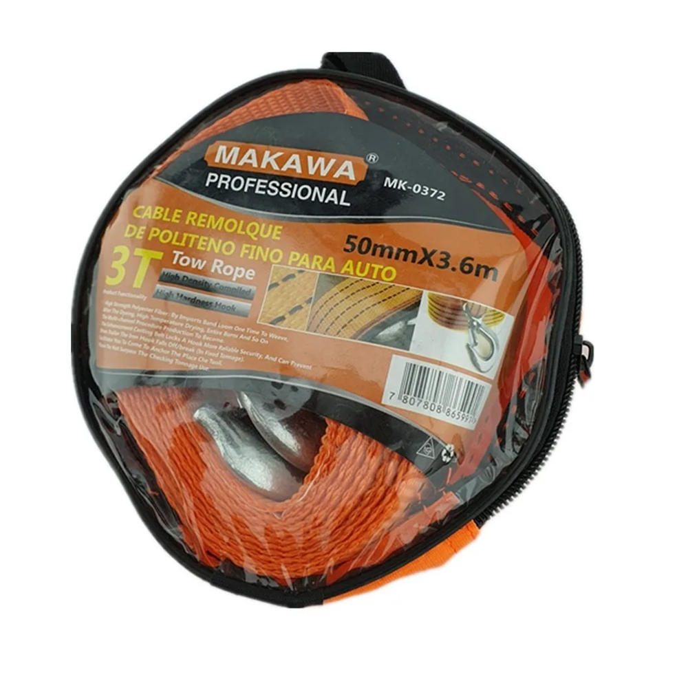 CABLE REMOLQUE PARA AUTO 3 TONELADAS 50MM X 3.6M MAKAWA MK0372 - 2
