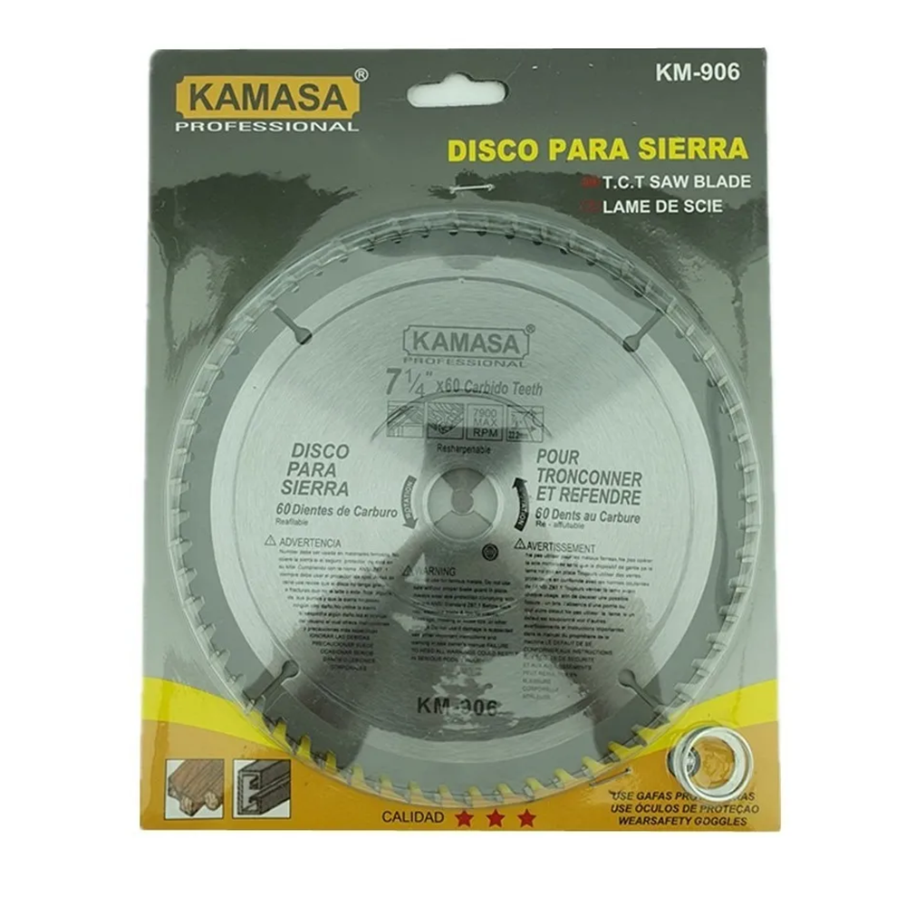DISCO SIERRA CIRCULAR 7 1/4 PULGADAS 60 DIENTES KAMASA KM906 - 1