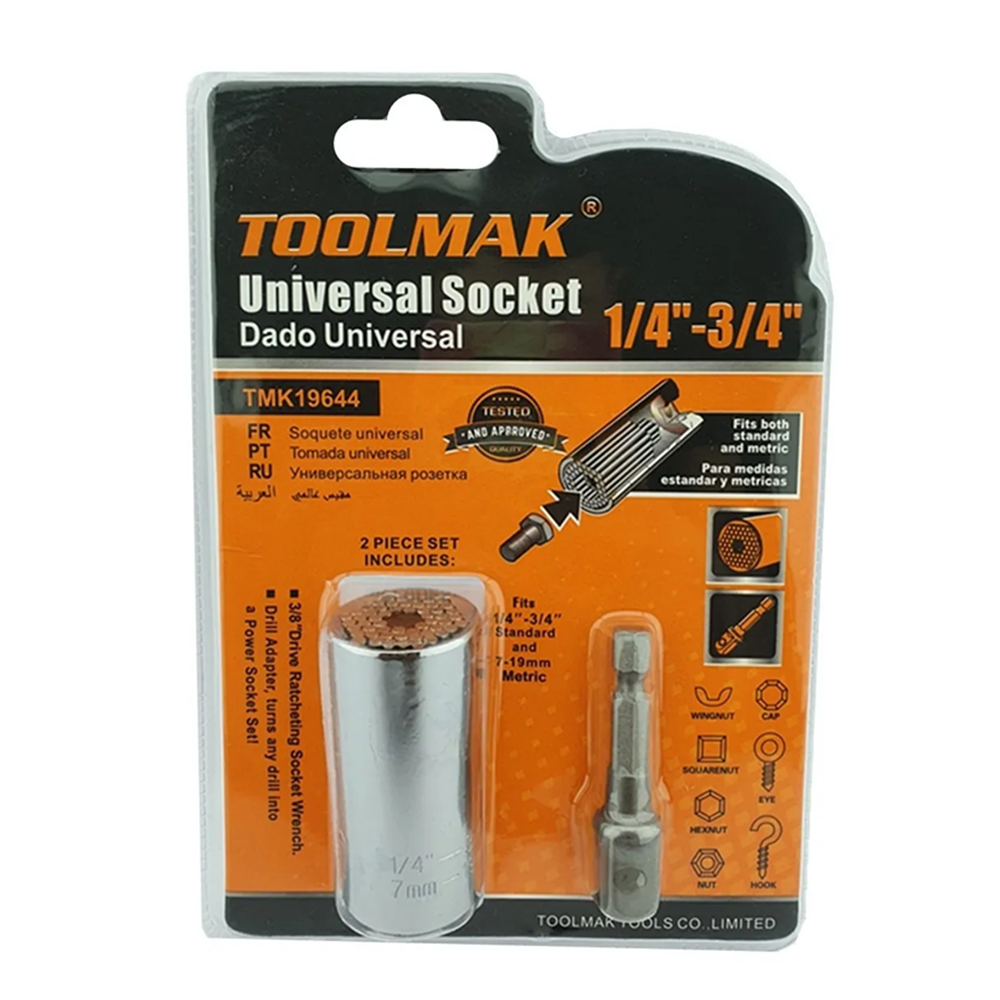 DADO UNIVERSAL DE 7 - 19 MM + ADAPTADOR PARA TALADRO TOOLMAK TMK19644 - 4