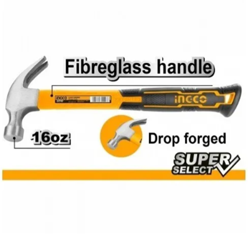 MARTILLO INGCO HCHS8016 MANGO FIBRA 16 OZ - 2