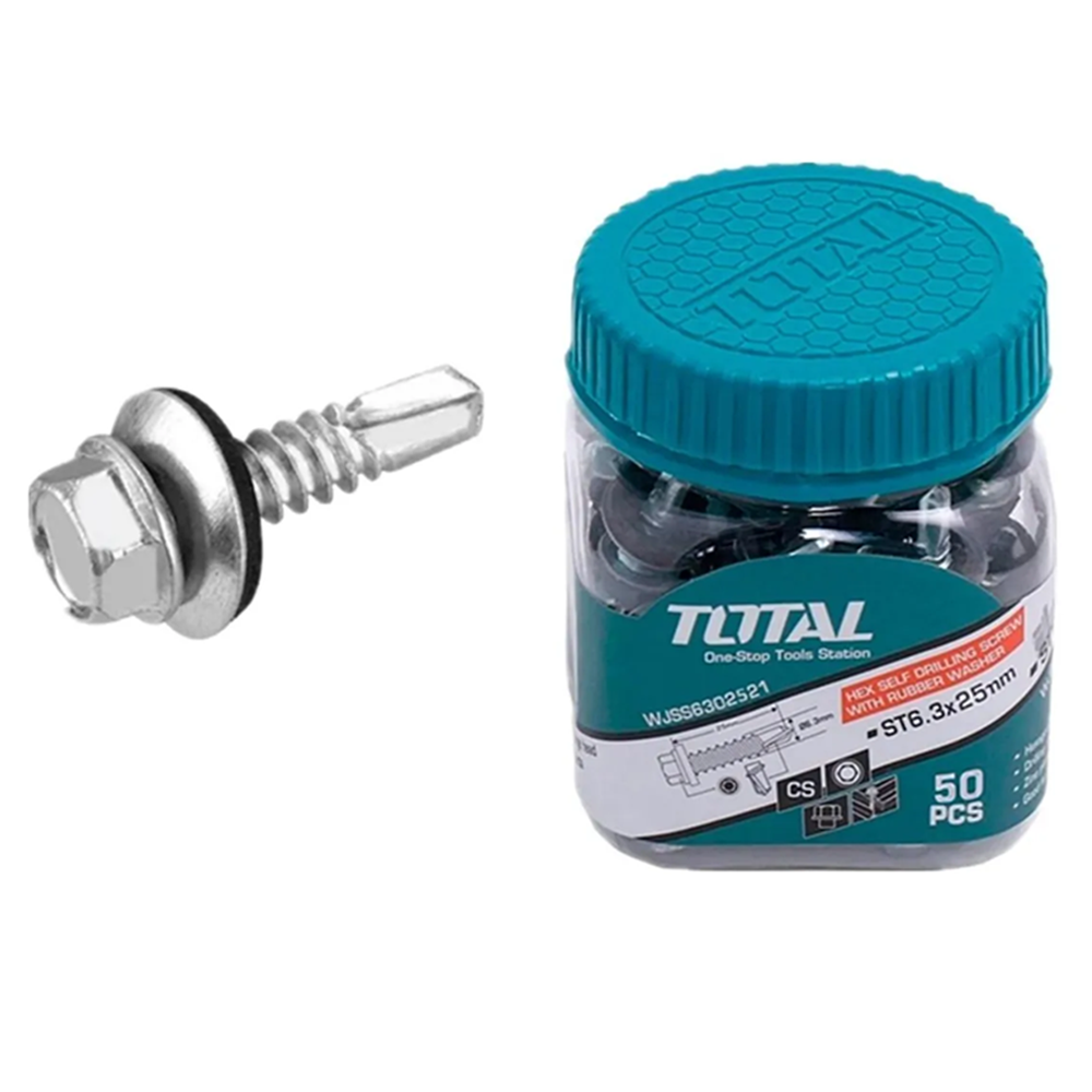 TORNILLO TOTAL WJSS6302521 AUTOPERFORANTE C/GOLILLA 6.3 X 25 MM 50 UN METAL - 1