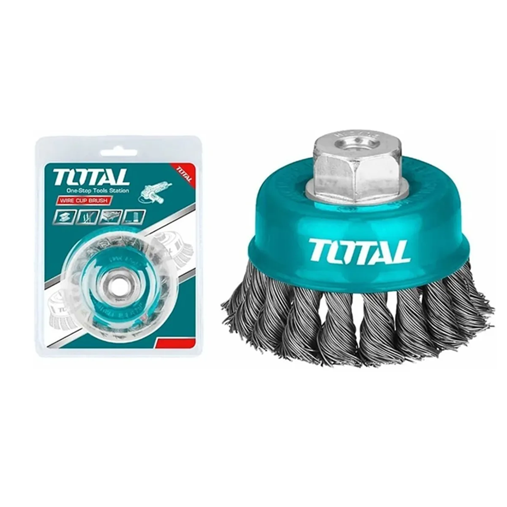 ESCOBILLA TOTAL TAC32051 DE COPA TRENZADA TORCIDA 125 MM ESMERIL - 1