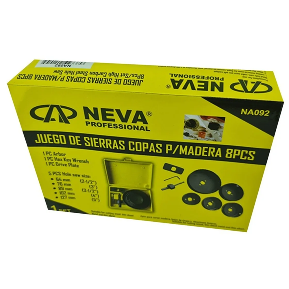 KIT NEVA NA092 JUEGO HOJA BROCA SIERRA COPA PARA MADERA 8 PIEZAS - 4