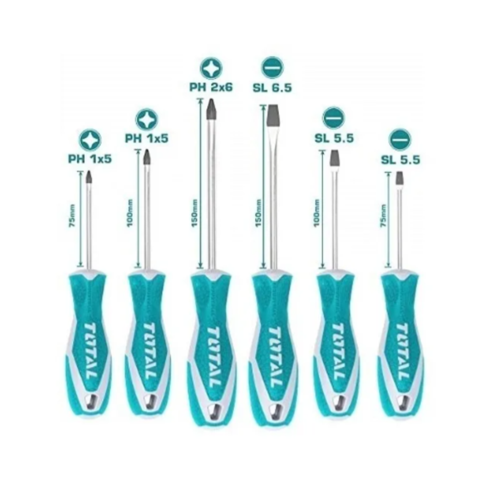SET JUEGO DESTORNILLADORES 6 PIEZAS TOTAL THT250606 - 2