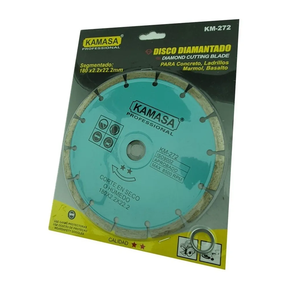 DISCO DIAMANTADO 7 180MM CORTE SEGMENTADO CONCRETO KAMASA KM272 - 2