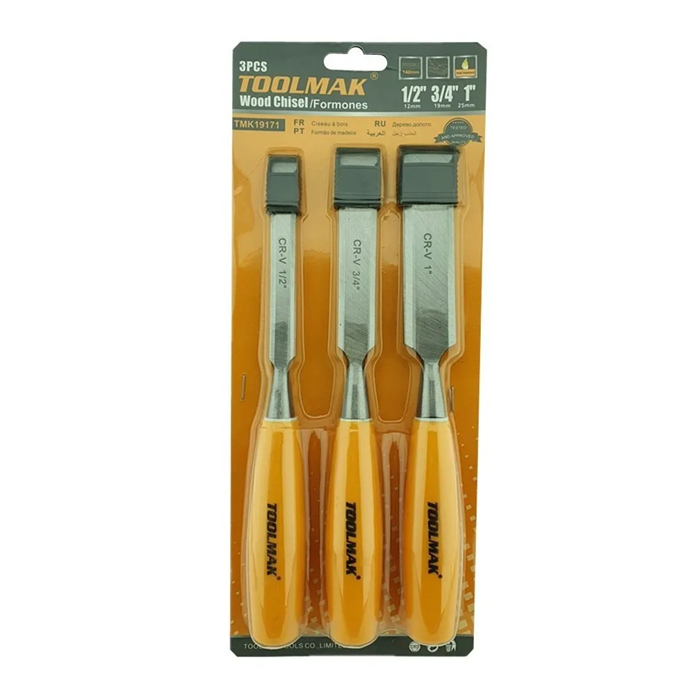 KIT SET JUEGO DE CINCELES DE MADERA 3 PIEZAS TOOLMAK TMK19171 - 2