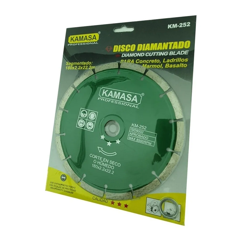 DISCO DIAMANTADO 7 180MM CORTE SEGMENTADO CONCRETO KAMASA KM252 - 1