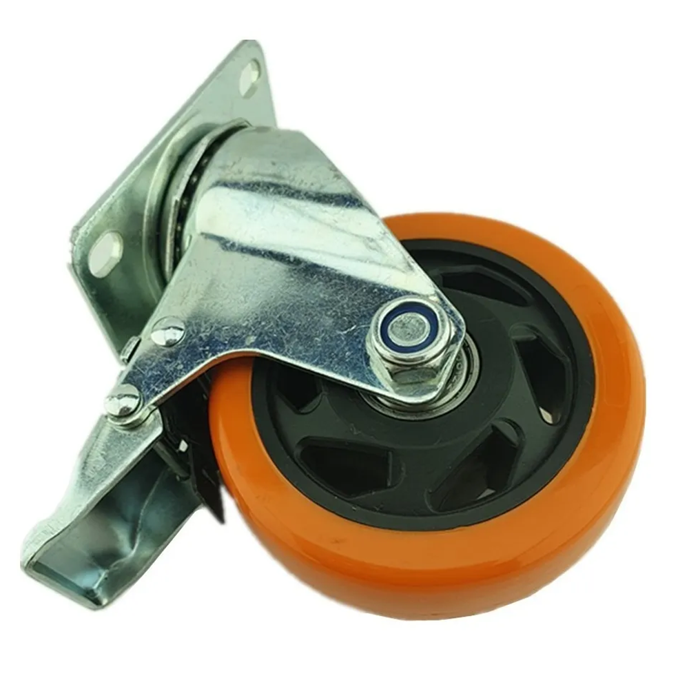 RUEDA NARANJA CON FRENO GIRATORIA 4 PULGADAS - 1