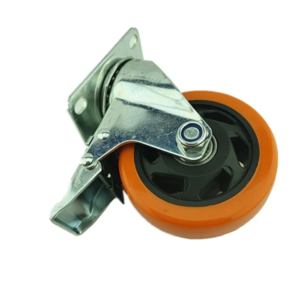 RUEDA NARANJA CON FRENO GIRATORIA 5 PULGADAS - 2