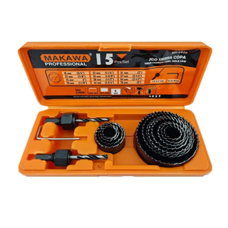 JUEGO HOJA BROCA SIERRA COPA PARA MADERA 15 PIEZAS MAKAWA MK0028 - 1