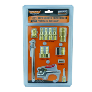 KIT JUEGO DE ACCESORIOS PARA COMPRESOR 14 PIEZAS MAKAWA MK0211 - 1