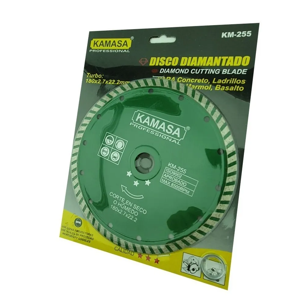 DISCO DIAMANTADO 7 180MM CORTE SIERRA TURBO CONCRETO KAMASA KM255 - 1
