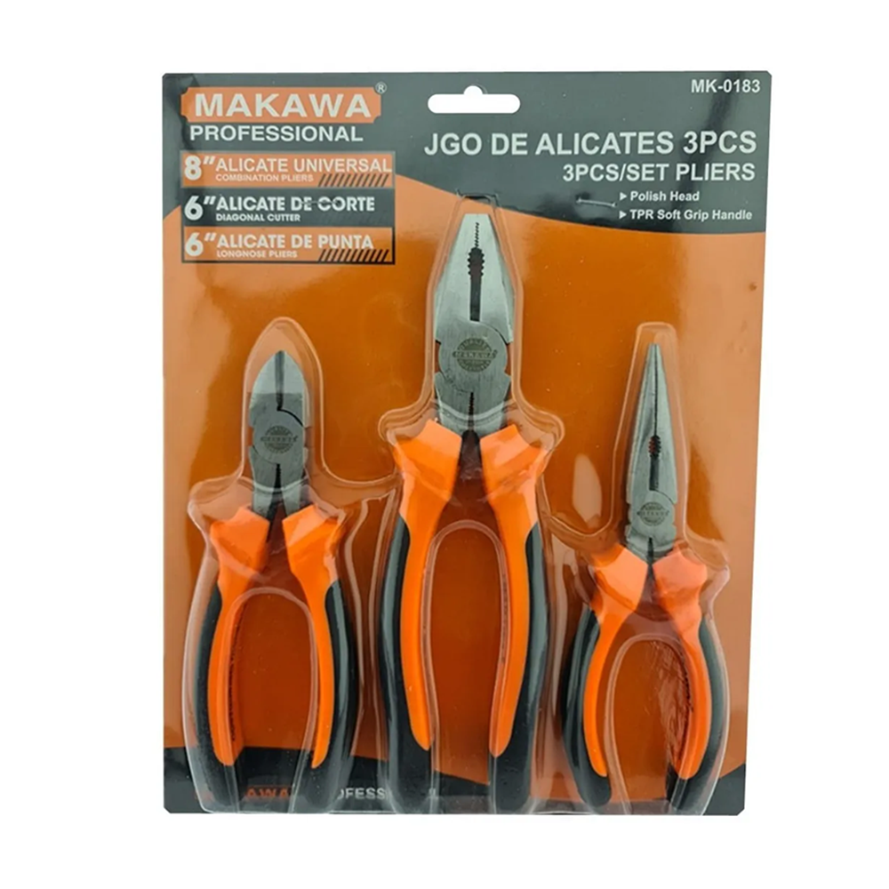SET KIT JUEGO DE ALICATES 3 PIEZAS MAKAWA MK0183 - 1