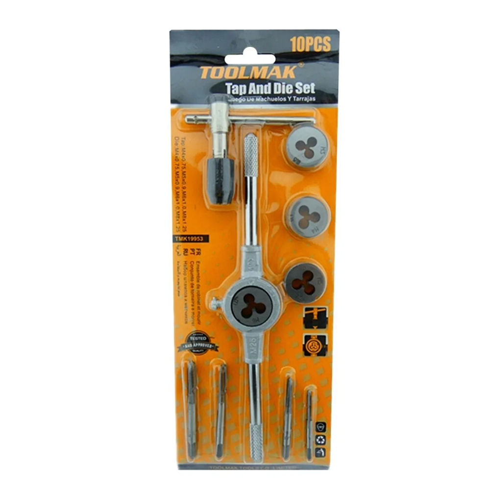 SET KIT JUEGO DE TERRAJAS MACHO Y HEMBRA 10 PIEZAS TOOLMAK TMK19953 - 1
