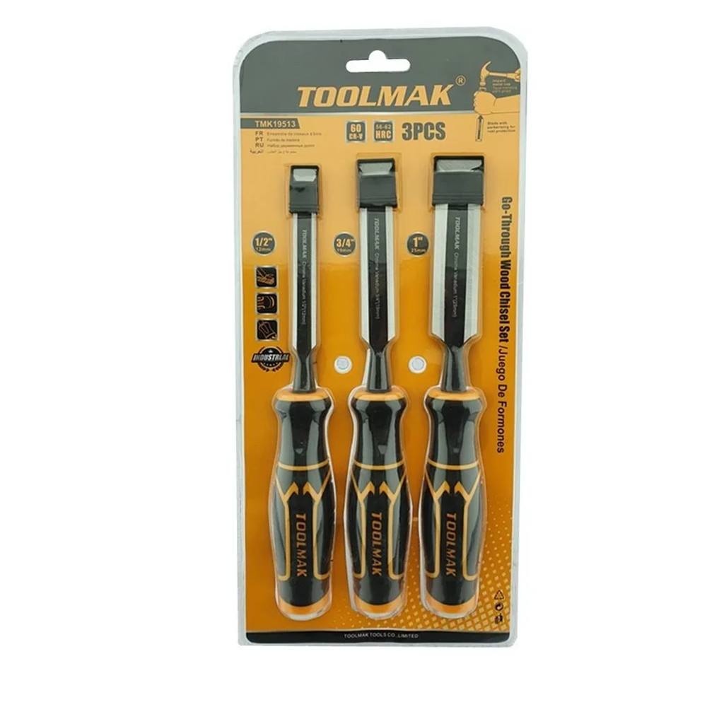SET KIT JGO DE FORMONES CINCELES P/ MADERA 3 PIEZAS TOOLMAK TMK19513 - 1