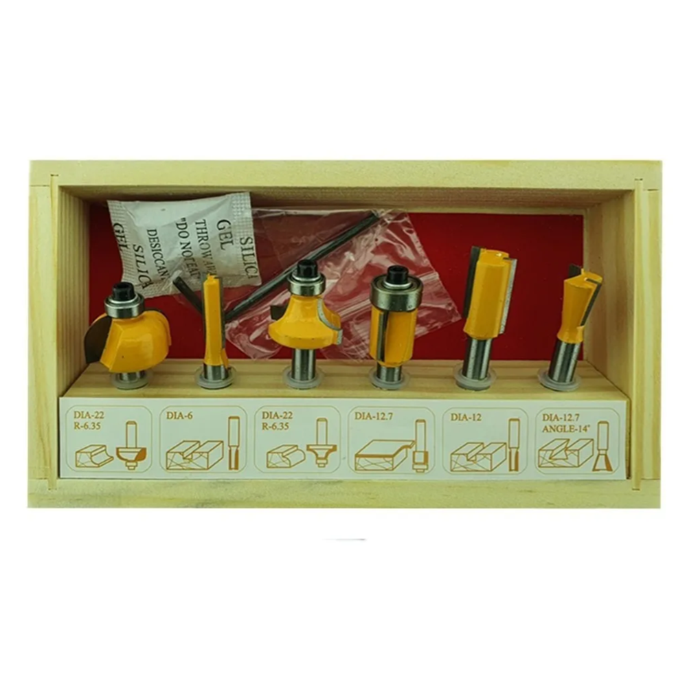 SET FRESAS MADERA 6 PIEZAS 1/4 TUPI ROUTER FRESADORA TOOLMAK TMK19278 - 2