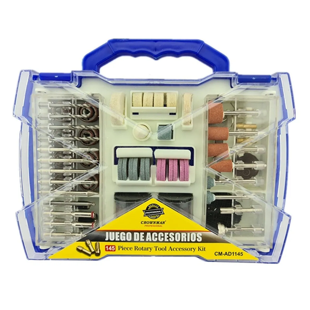 KIT SET JGO DE ACC. PARA MINITORNO TIPO DREMEL 145PCS CROWNMAN CMAD1145 - 3