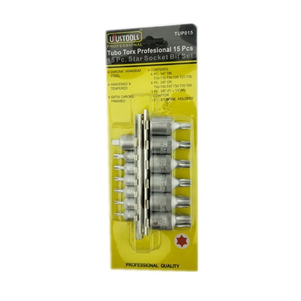 JUEGO DE DADOS TORX MACHO 15 PIEZAS UYUSTOOLS TUP015 - 2