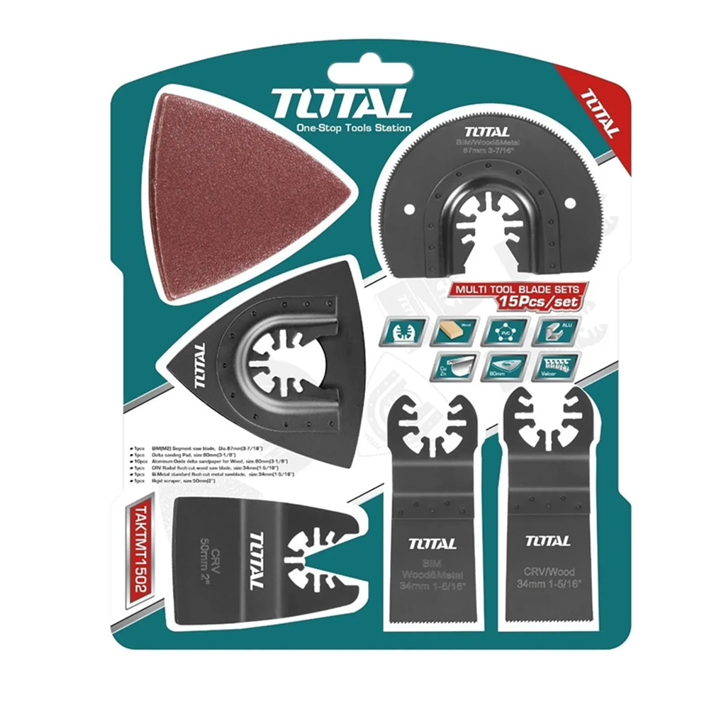 KIT JUEGO DE HOJAS MULTIFUNCIONAL OSCILANTE 15 PIEZAS TOTAL TAKTMT1502 - 1