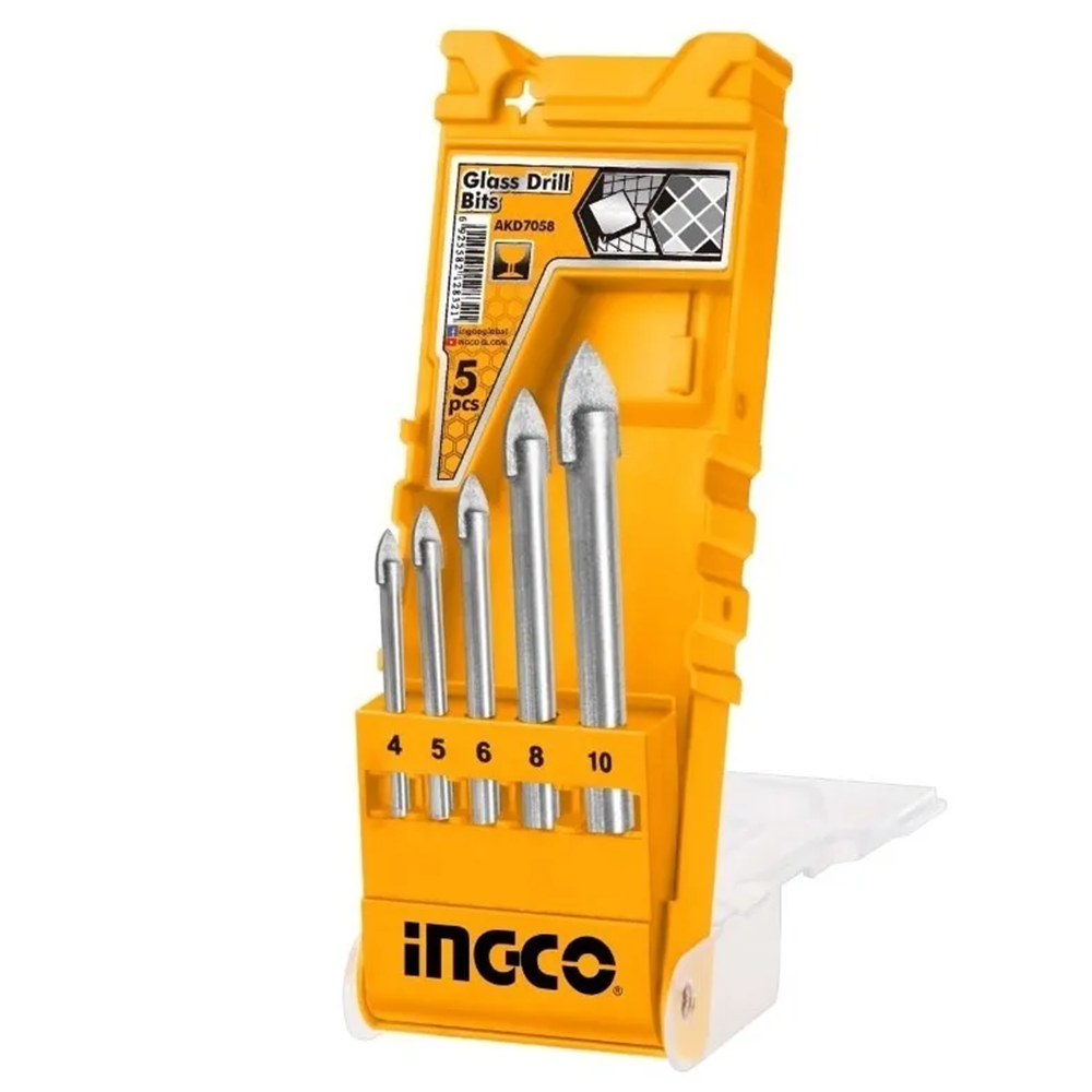 SET BROCAS PUNTA FLECHA CERÁMICA VIDRIO 5 PCS INGCO AKD7058 - 1