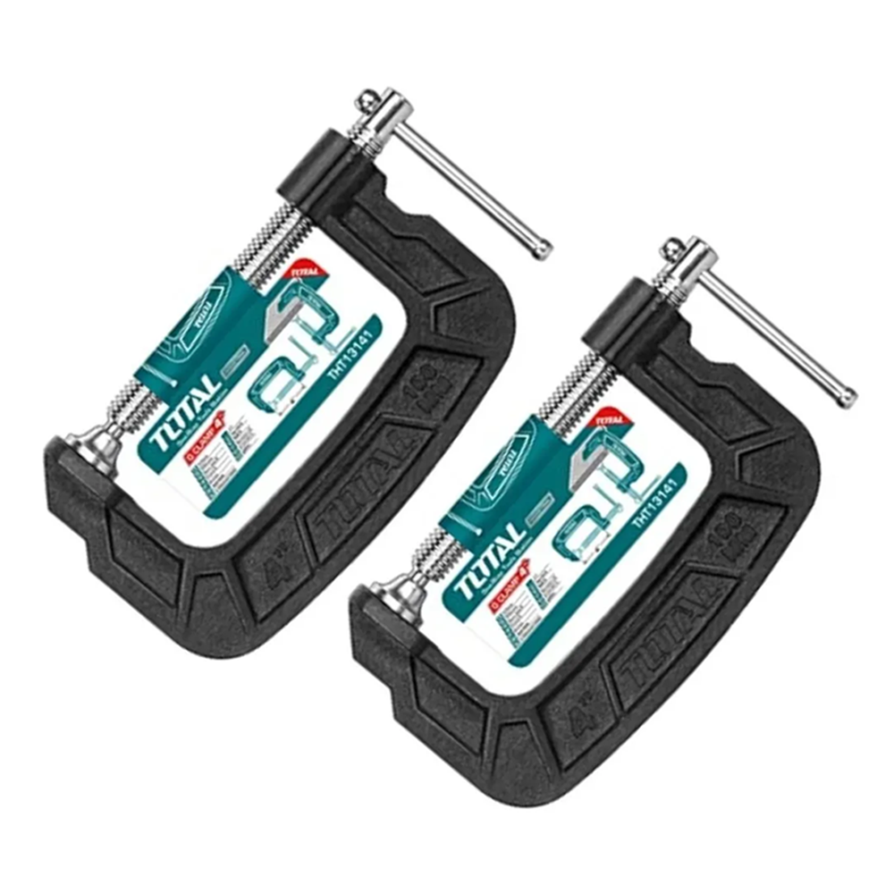 PACK 2 PRENSA TIPO C 4 PULGADAS (100MM) TOTAL THT13141 - 1