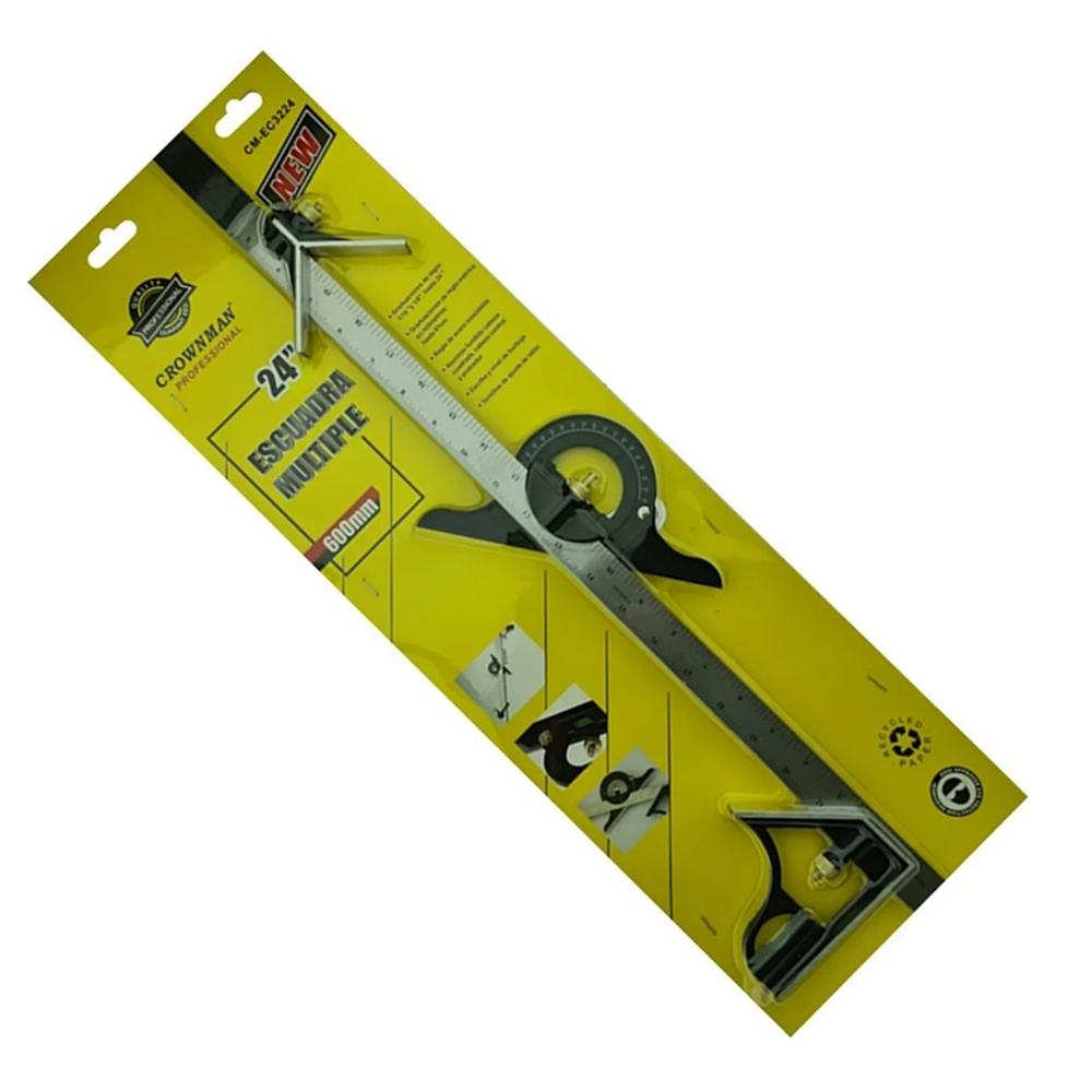ESCUADRA MULTIPLE MULTIUSO COMBINADA 600MM CROWNMAN CMEC3224 - 2