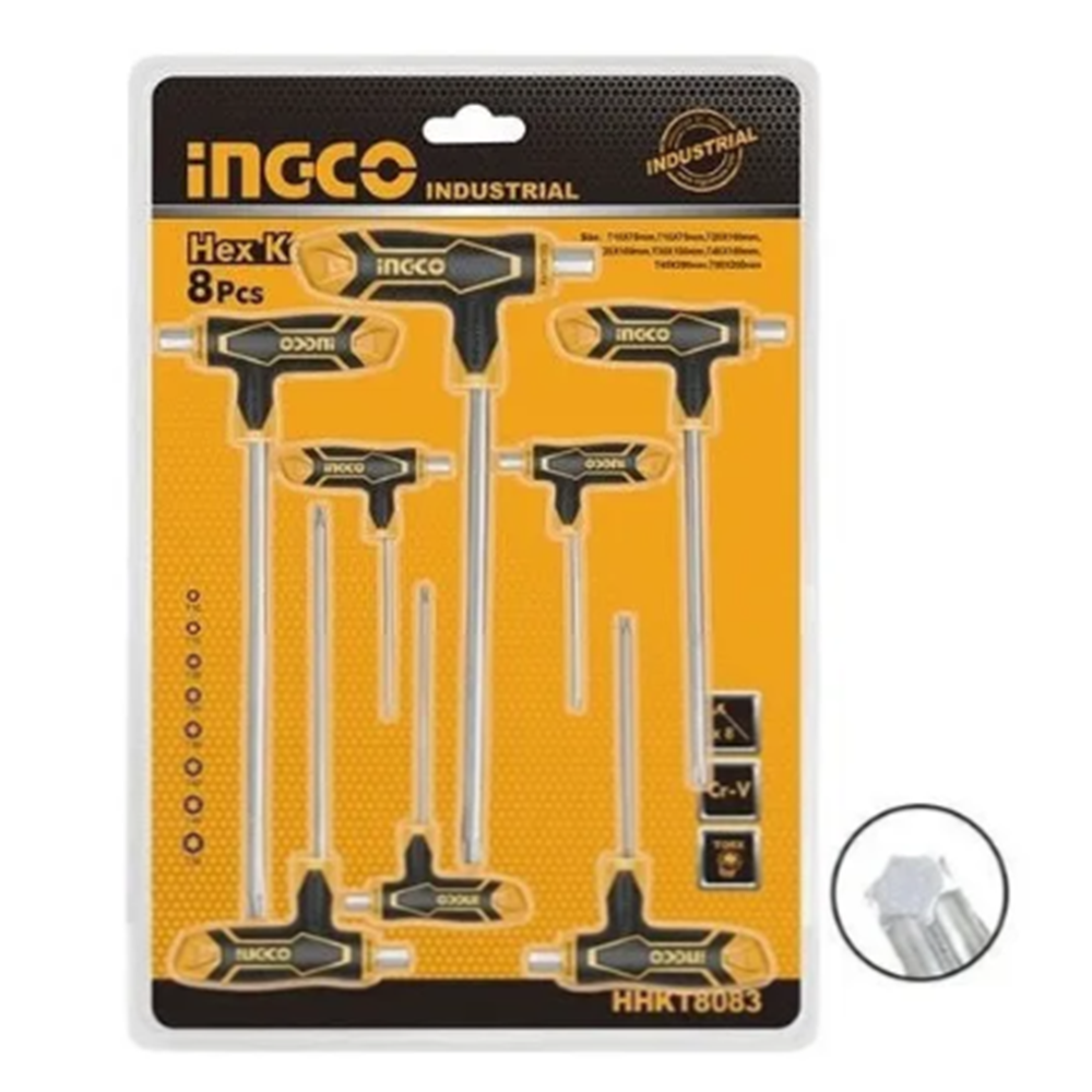 SET JUEGO LLAVES ALLEN TORX C/MANGO T 8 PCS INGCO HHKT8083 - 2