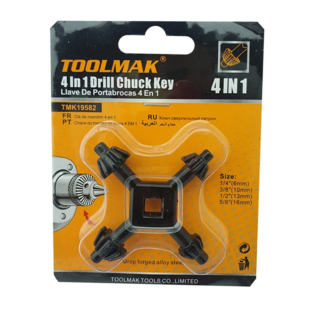 LLAVE UNIVERSAL PORTA BROCAS TALADRO MULTIFUNCIÓN 4 EN 1 TOOLMAK TMK19582 - 2