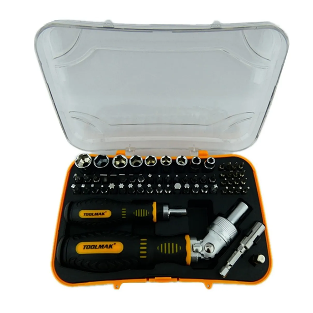 JUEGO PUNTAS DESTORNILLADOR CON RATCHET 1/4 61 PIEZAS TOOLMAK TMK19913 - 1