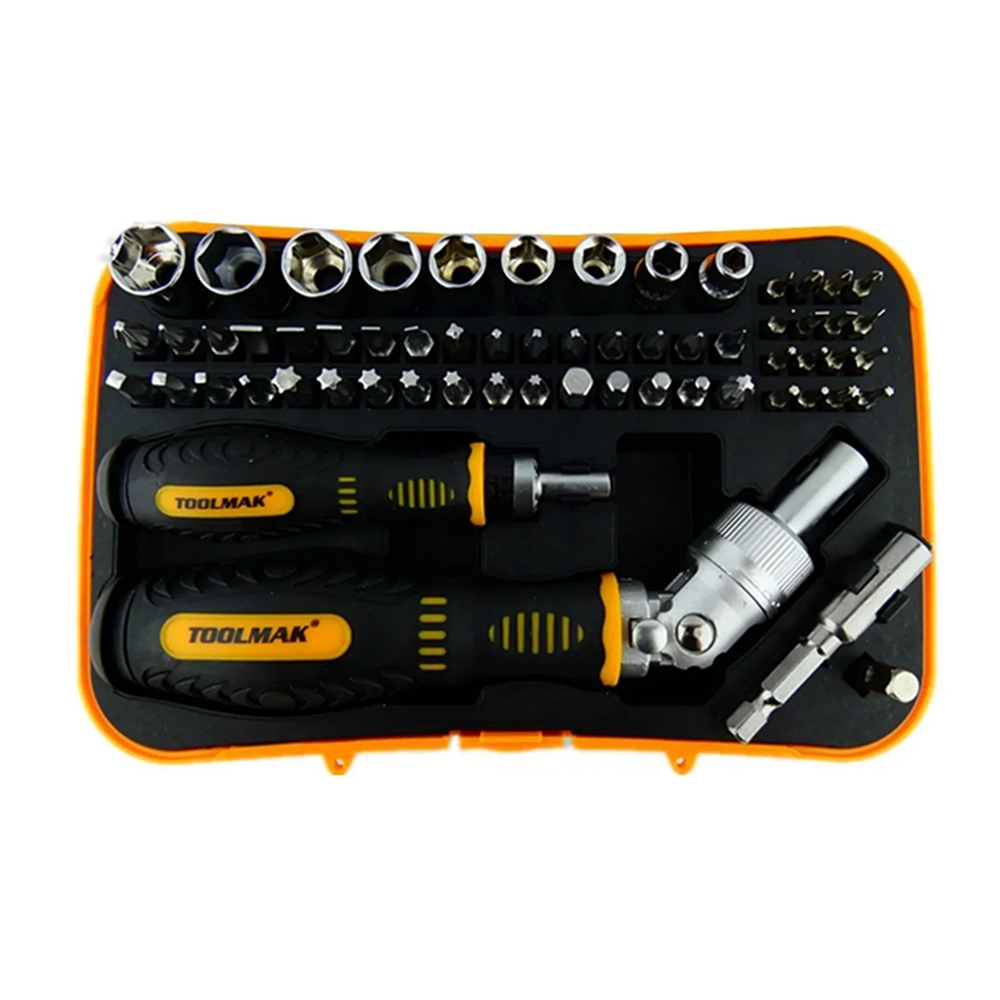 JUEGO PUNTAS DESTORNILLADOR CON RATCHET 1/4 61 PIEZAS TOOLMAK TMK19913 - 2