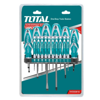 KIT SET JUEGO DESTORNILLADORES 18 PIEZAS TOTAL THT250618 - 1