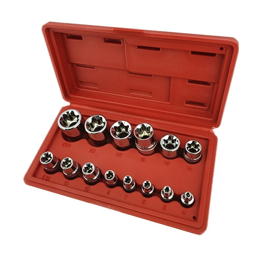 KIT SET JUEGO DE DADOS TORX ESTRELLA HEMBRA 14 PIEZAS - 2