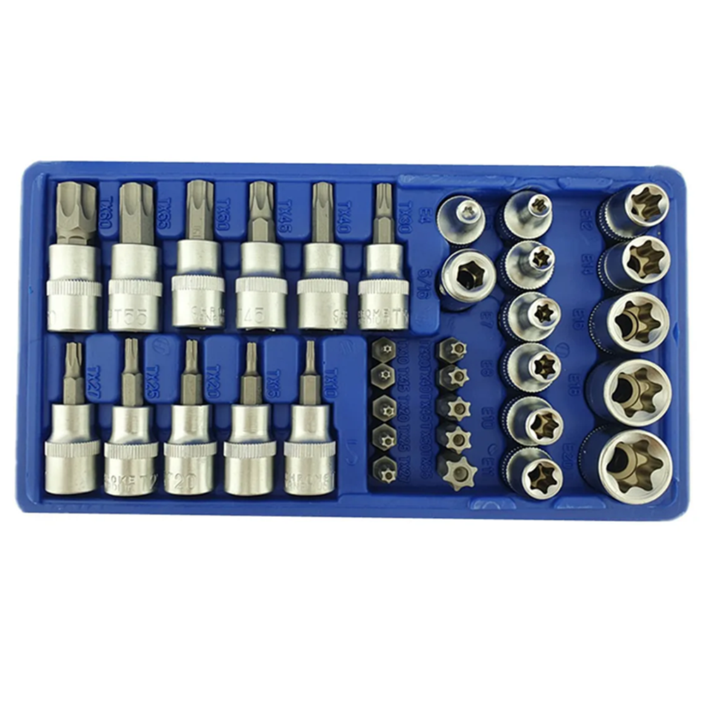 JUEGO DE DADOS 3/8 TORX ESTRELLA MACHO Y HEMBRA 34 PIEZAS - 3