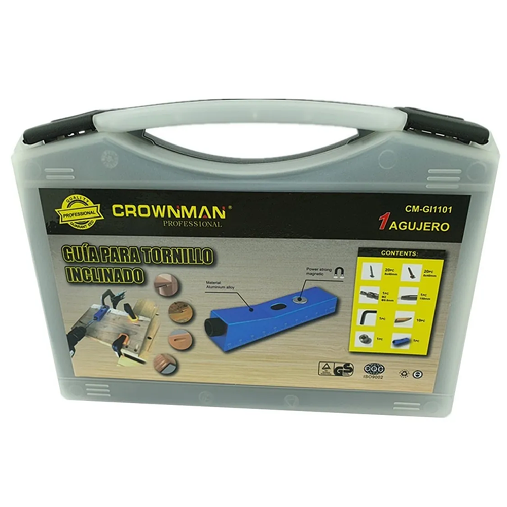 GUIA PARA TORNILLO INCLINADO 1 AGUJERO + ACCESORIOS CROWNMAN - 1