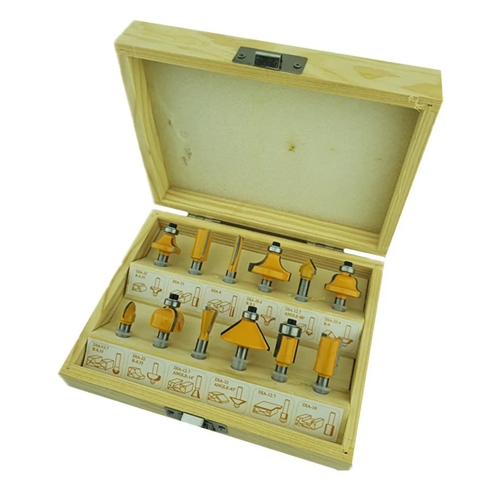 KIT SET JUEGO DE FRESAS 12 PIEZAS 1/4 TUPI ROUTER TOOLMAK TMK19279 - 2