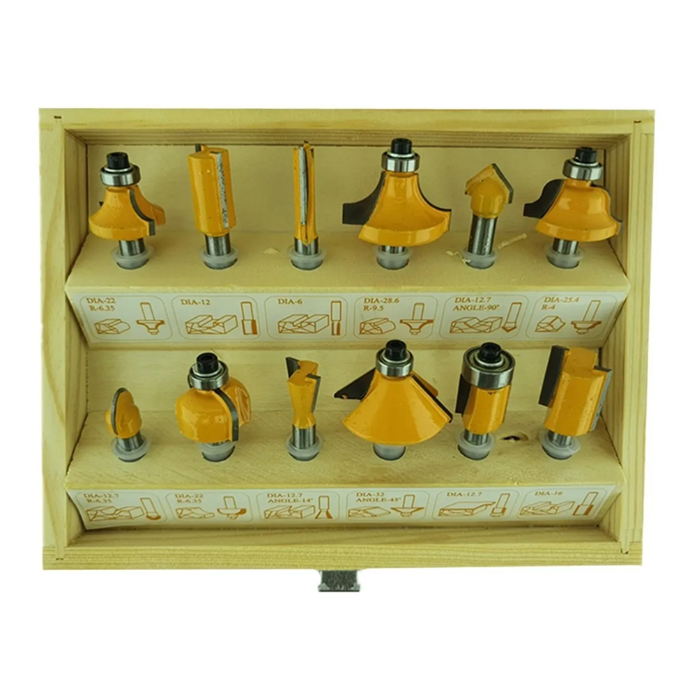KIT SET JUEGO DE FRESAS 12 PIEZAS 1/4 TUPI ROUTER TOOLMAK TMK19279 - 3