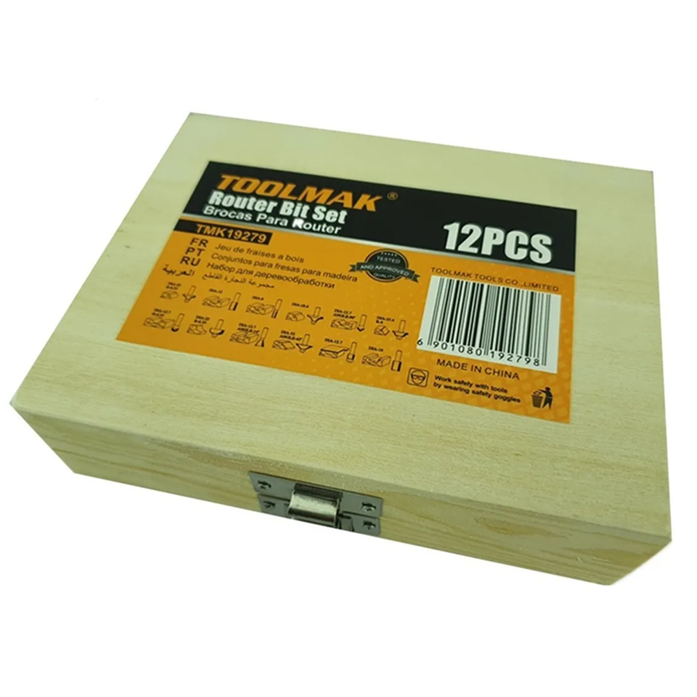 KIT SET JUEGO DE FRESAS 12 PIEZAS 1/4 TUPI ROUTER TOOLMAK TMK19279 - 4