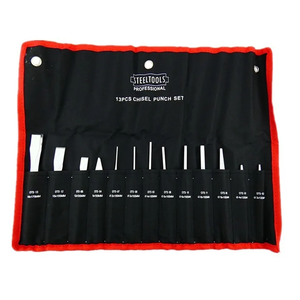 SET JUEGO DE CINCELES Y BOTADORES 13 PIEZAS STEELTOOLS SL16002 - 1