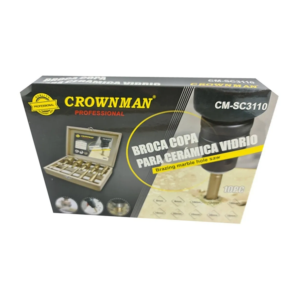 BROCAS COPA P/ CERAMICA MARMOL VIDRIO 6-35MM 10 PCS CROWNMAN - 4